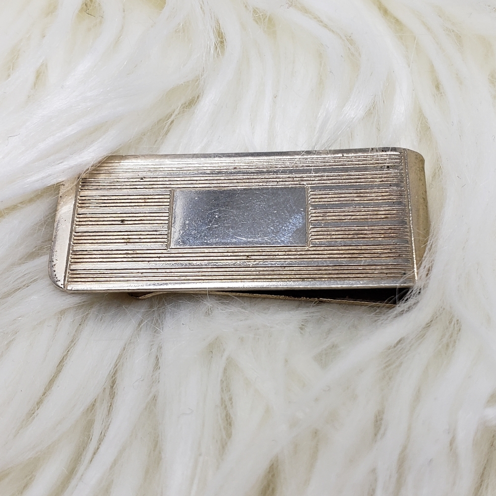 Men's Striped Gold Plated Money Clip